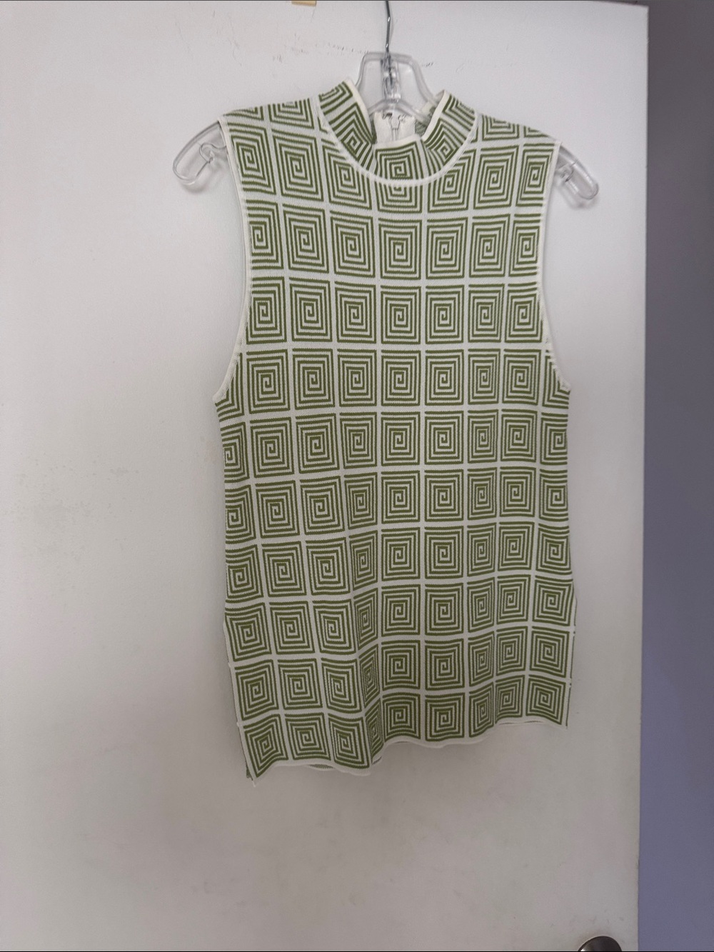 STAUD green and White Geo Knit Tank